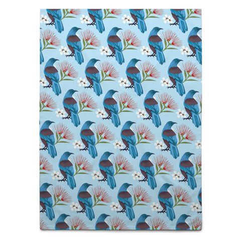 TEA TOWEL NZ TŪĪ BLUE