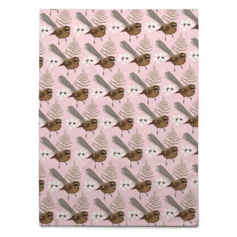 TEA TOWEL NZ FANTAIL PINK