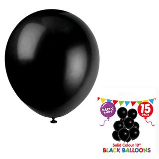 BALLOONS BLACK HELIUM 25 CM 15PC