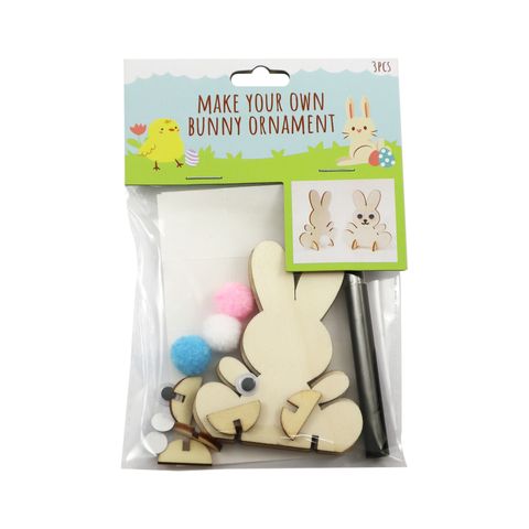 CRAFT WOODEN BUNNY W/STAND 3PC