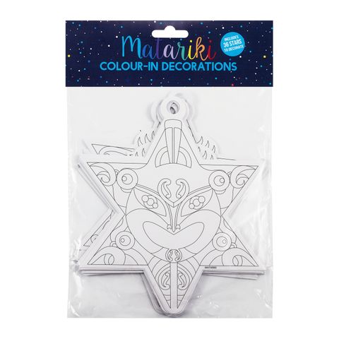 MATARIKI COLOUR-IN STAR SET 25CM 36PC