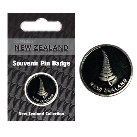 SOUVENIR PIN BADGE SILVER FERN