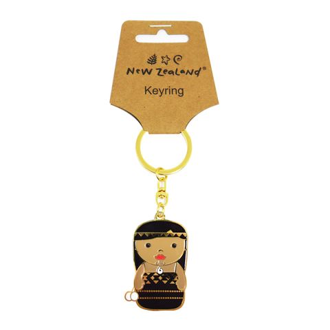 KEYRING NZ MAORI GIRL 50MM^