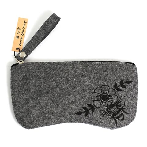 SUNGLASS CASE FELT NZ HONEY BEE GREY