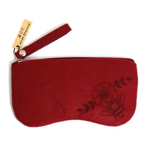 SUNGLASS CASE FELT NZ HONEY BEE BURGUNDY