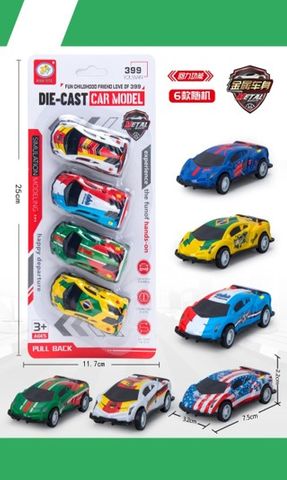 RACING CARS DIE-CAST 4 PIECE PULL BACK ASST