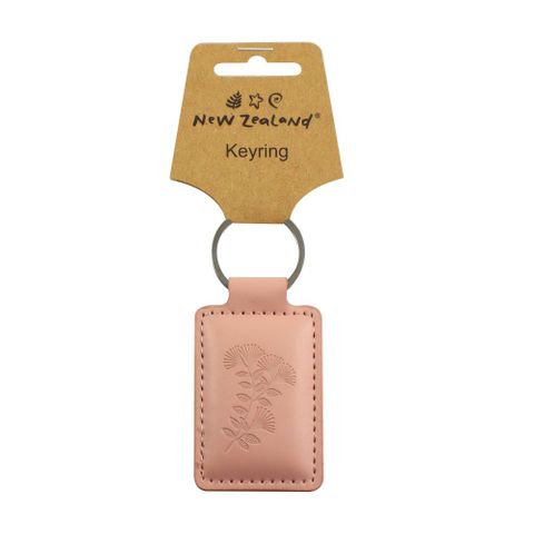 KEYRING PU LEATHER NZ POHUTUKAWA PINK