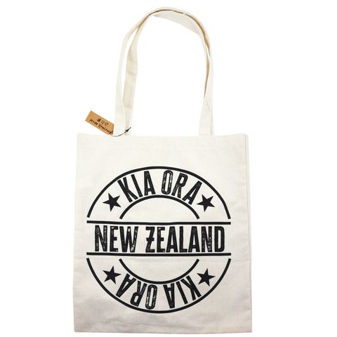 COTTON TOTE BAG NZ KIA ORA 40CM