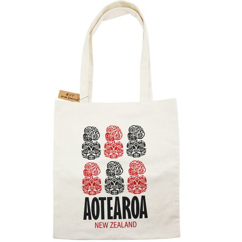 COTTON TOTE BAG NZ AOTEAROA TIKI 40CM