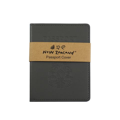 PASSPORT HOLDER PU LEATHER NZ TIKI GREY