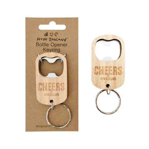 BOTTLE OPENER KEYRING CHEERS TO NZ 67MM