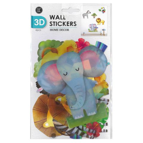 LK WALL DECO STICKERS WILD ANIMALS 6PC