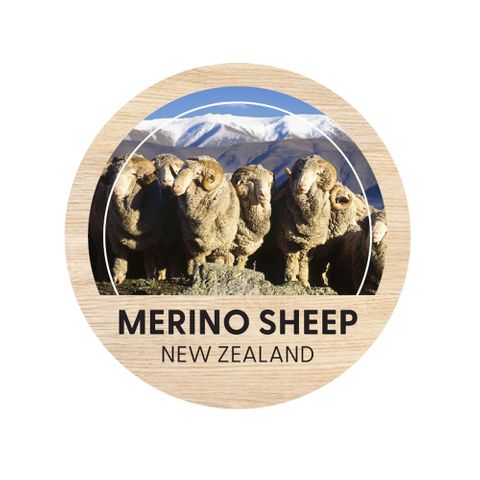 MAGNET MERINO SHEEP ROUND WOODEN 70 MM