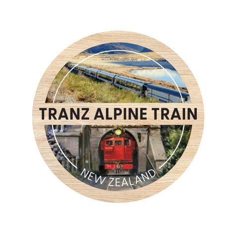 MAGNET TRANS ALPINE TRAIN ROUND WOODEN 70 MM