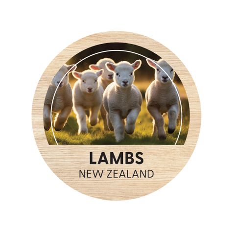 MAGNET LAMBS ROUND WOODEN 70 MM