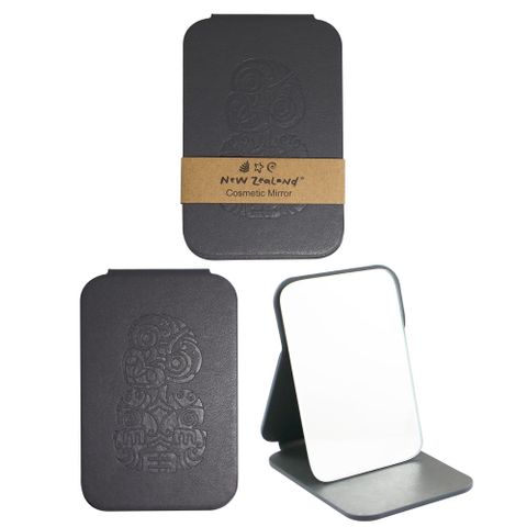 COSMETIC MIRROR PU LEATHER NZ TIKI GREY