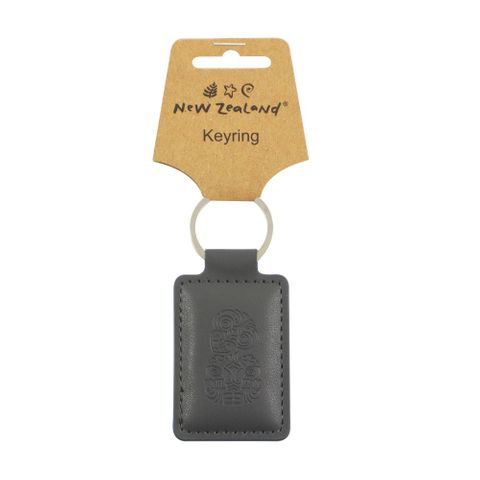 KEYRING PU LEATHER NZ TIKI GREY