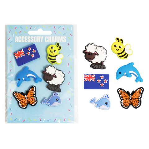 CHARMS SOFT NZ KIWI ICONS 6PC