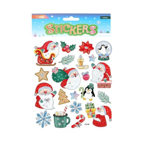 XMAS STICKERS SANTA & FRIENDS 15X17CM