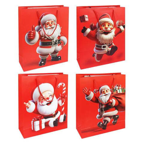 XMAS GIFT BAG L JOLLY SANTA 32X26X10CM