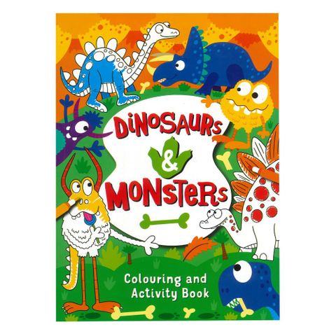 ACTIVITY & COLOURING BOOK DINOS & MONSTERS 56PGS