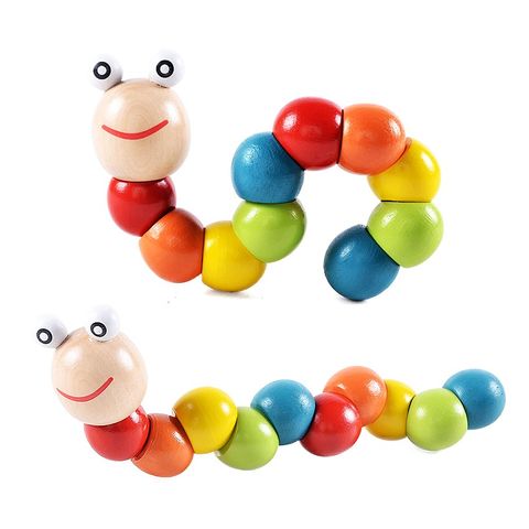 WOODEN CATAPILLAR RAINBOW TWIST TOY