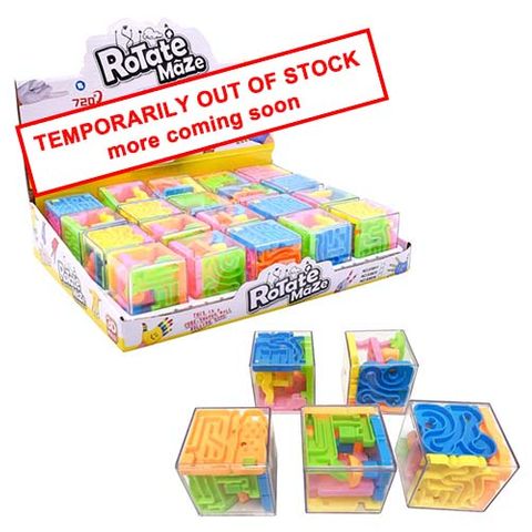 ROTATING MAZE CUBE 4.5CM ASST COLOURS (20/DISPLAY)