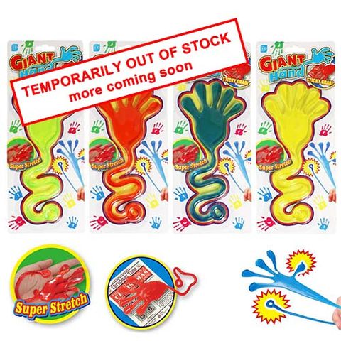 STICKY STRETCHY GIANT HAND 10CM 4ASST