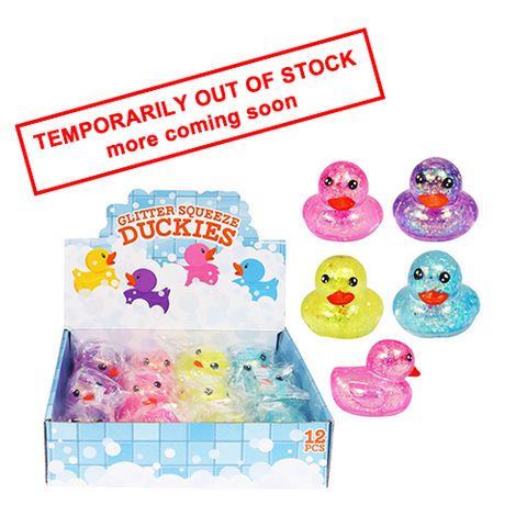SQUEEZE GLITTER DUCKIE 7CM 4ASST
