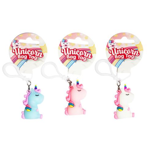 UNICORN BAG TAG 5.5CM 3ASST