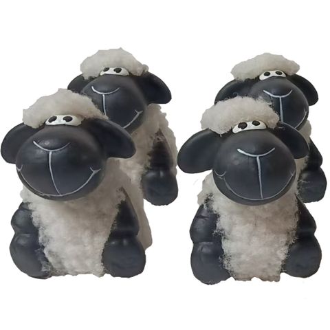*SHEEP CERAMIC WITH WOOL (SITTING) 7.5 CM