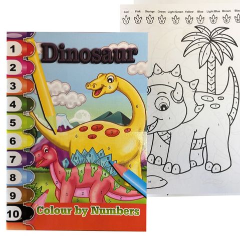 COLOURING BOOK DINO COLOUR BY NUMBERS