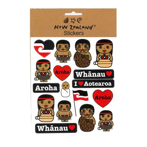 STICKERS NZ MAORI WHANAU AROHA 15X17CM