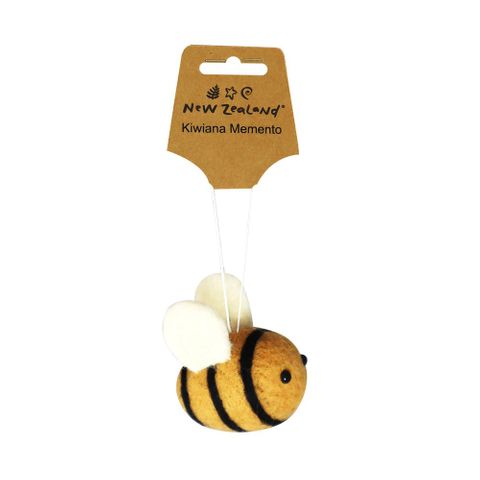 HANGING WOOL ORNAMENT NZ HONEY BEE 6CM