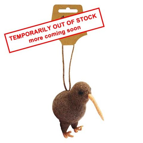 HANGING WOOL ORNAMENT NZ KIWI BIRD 7.5CM