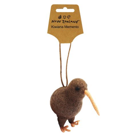 HANGING WOOL ORNAMENT NZ KIWI BIRD 7.5CM