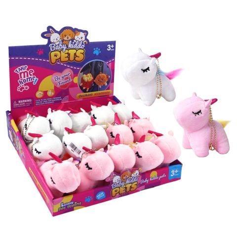 KEYRING PLUSH UNICORN 2ASST 10CMH