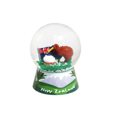 SNOW GLOBE NZ KIWI W EGG & FLAG 65MM