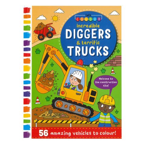 COLOURING BOOK DIGGERS & TRUCKS 56PG 270×197