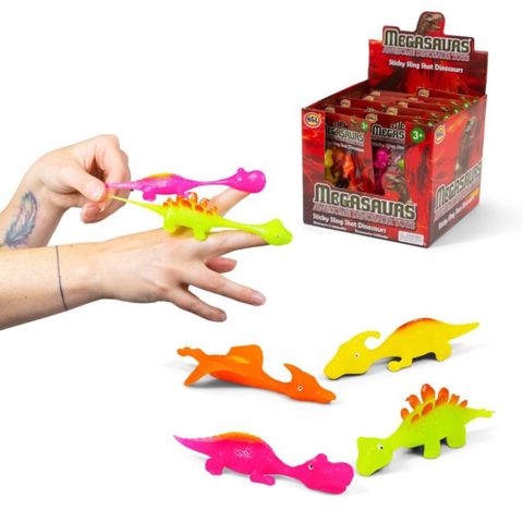 STICKY SLINGSHOT DINOSAURS 2PC 10CM