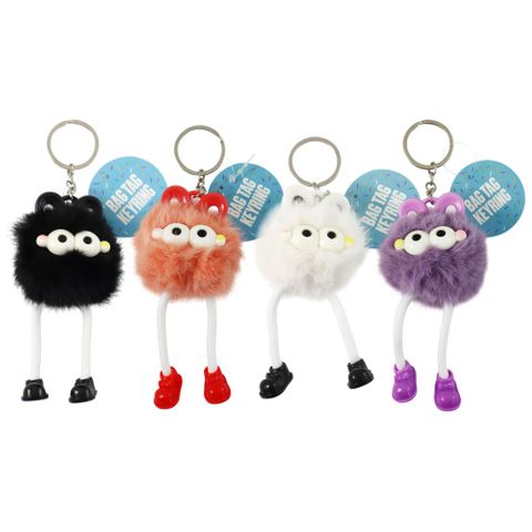 KEYRING BAG TAG POM POM MONSTERS W/LEGS 4ASST 12CM