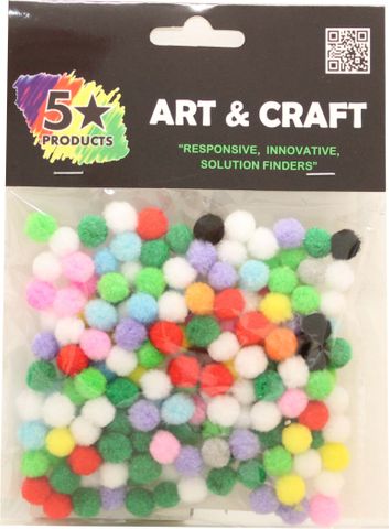 POM POMS MINI 10MM 200PCS ASSTD COLOURS