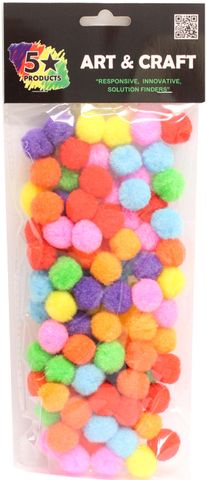 POM POMS BRIGHT 20MM 100PCS ASSTD COLOURS