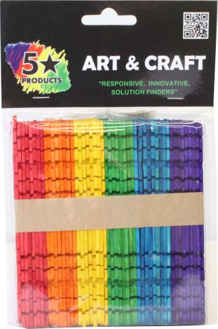 POPSICLE STICKS INTERLOCKING 100PCS ASSTD COLOURS