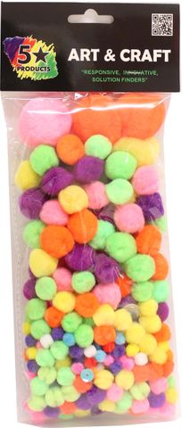 POM POMS ASSTD SIZES 280PCS ASSTD COLOURS