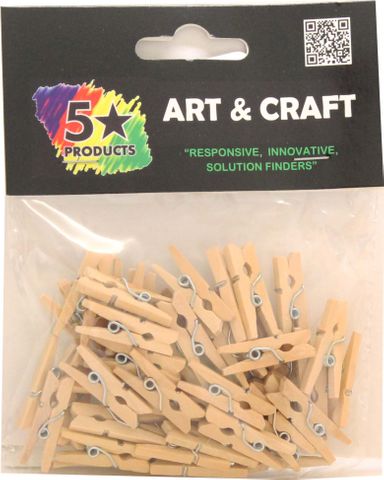 WOODEN PEGS SMALL 25 X 4MM 50PCS NATURAL