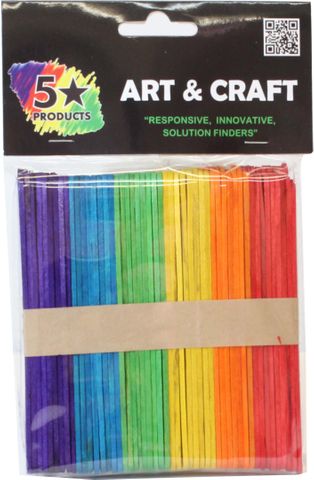 POPSICLE STICKS 100PCS ASSTD COLOURS