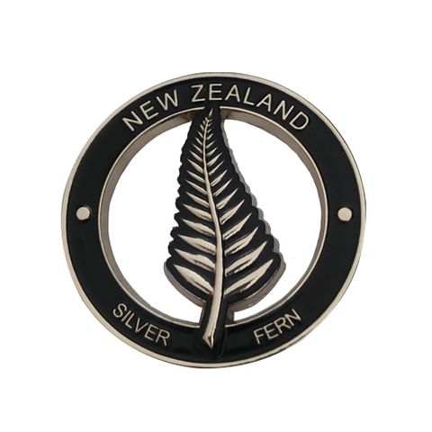 *MAGNET METAL SILVER FERN ROUND 4CM