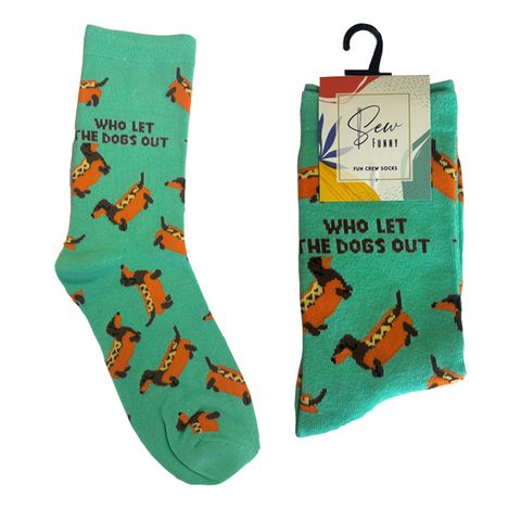 NOVELTY SOCKS - WHO LET THE DOGS OUT