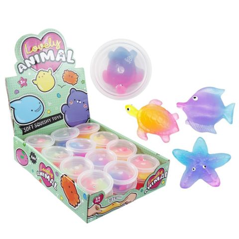 SQUEEZE OCEAN ANIMALS TRANSLUCENT 3ASST 6CM+